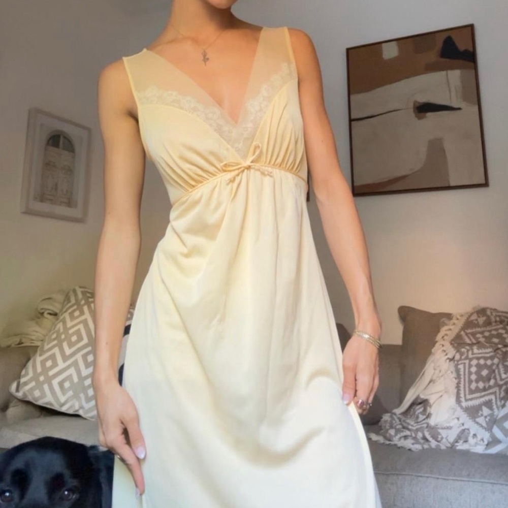 Butter yellow vintage slip dress
